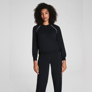 SPANX AirEssentials Pique Long Sleeve Crewneck Top in Black